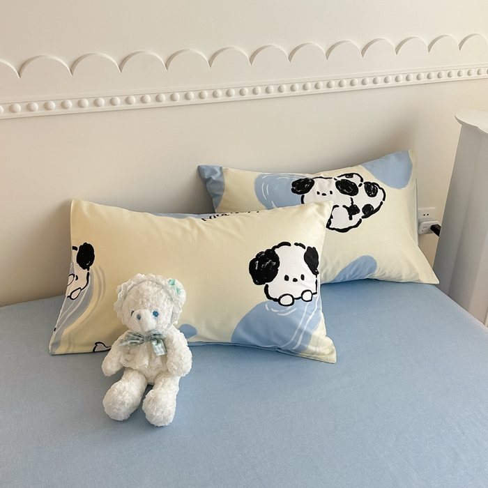 91家纺网 家纺一手货源 找家纺 简宜家居 2025新款40支13070全棉斜纹卡通系列四件套（系列二） 萌萌狗