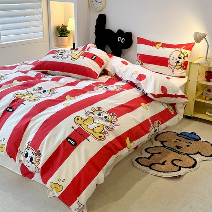 91家纺网 家纺一手货源 找家纺 （总）昔可家纺 2024新款全棉印花四件套-元宝龙