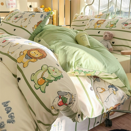 名兮家居 2024新款卡通风系列全棉四件套 动物联欢