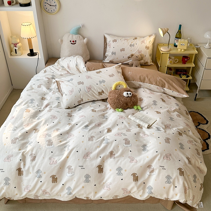 91家纺网 家纺一手货源 找家纺 昔可家纺 2024新款全棉萌趣卡通印花系列四件套 星星小羔羊