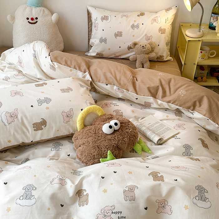 91家纺网 家纺一手货源 找家纺 昔可家纺 2024新款全棉萌趣卡通印花系列四件套 星星小羔羊