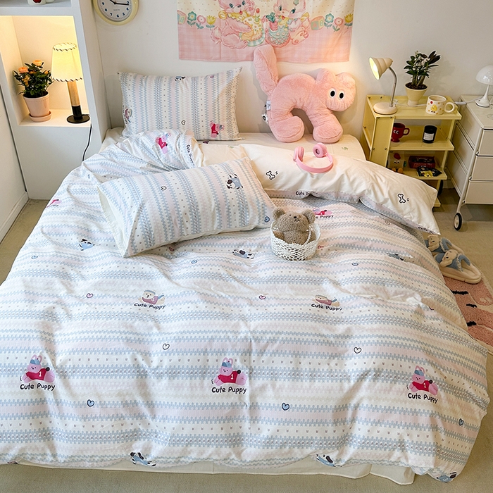 91家纺网 家纺一手货源 找家纺 昔可家纺 2024新款全棉萌趣卡通印花系列四件套 可爱滴小萌物