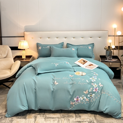 91家纺网 家纺一手货源 找家纺 大麦乐田 2024新款亲肤雅棉刺绣四件套-爱的花海 爱的花海-爱情海