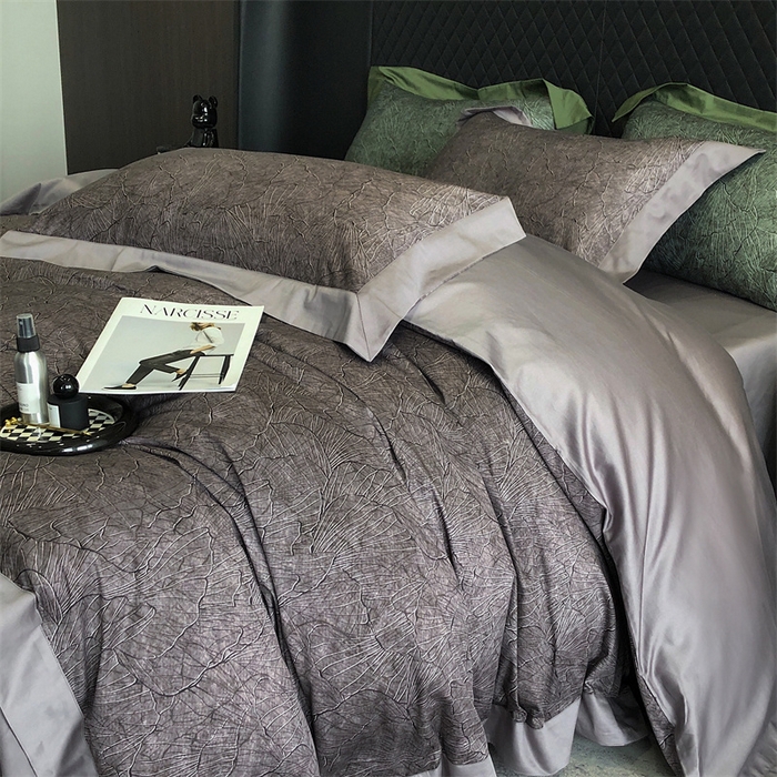 91家纺网 家纺一手货源 找家纺 鹿班家居 2024新款100支长绒棉数码印花四件套-劳拉（标准会员-20 ） 劳拉-云灰色