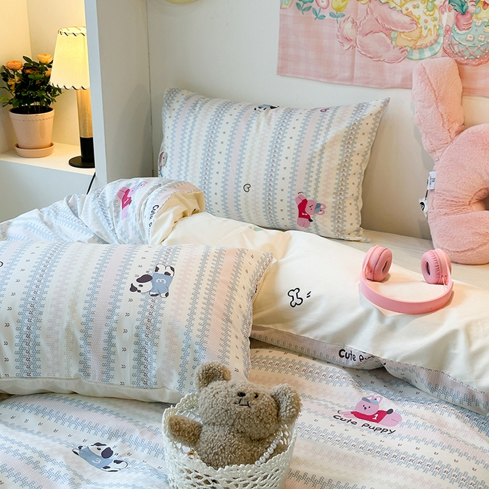 91家纺网 家纺一手货源 找家纺 昔可家纺 2024新款全棉萌趣卡通印花系列四件套 可爱滴小萌物