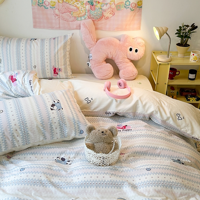 91家纺网 家纺一手货源 找家纺 昔可家纺 2024新款全棉萌趣卡通印花系列四件套 可爱滴小萌物