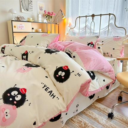 名兮家居 2024新款卡通风系列全棉四件套 煤球伙伴