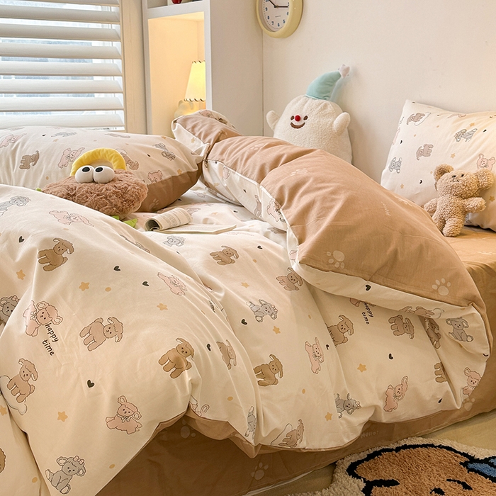 91家纺网 家纺一手货源 找家纺 昔可家纺 2024新款全棉萌趣卡通印花系列四件套 星星小羔羊