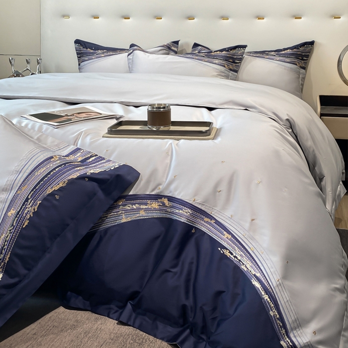 91家纺网 家纺一手货源 找家纺 魅都 100s长绒棉刺绣轻奢四件套-星空 星空-灰