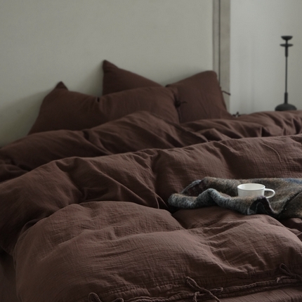 91家纺网 家纺一手货源 找家纺 （总）子和家居 2024新款全棉美拉德皱皱纱成品染四件套