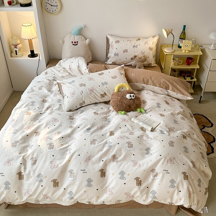 91家纺网 家纺一手货源 找家纺 昔可家纺 2024新款全棉萌趣卡通印花系列四件套 星星小羔羊