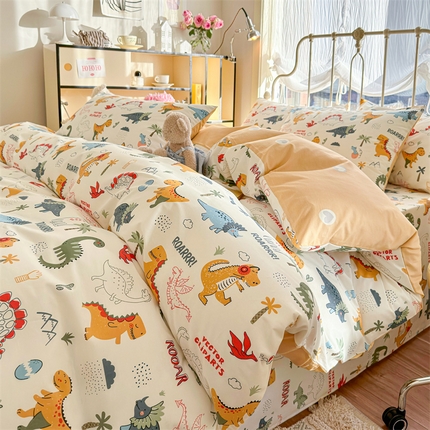 名兮家居 2024新款卡通风系列全棉四件套 恐龙王国
