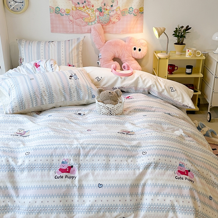 91家纺网 家纺一手货源 找家纺 昔可家纺 2024新款全棉萌趣卡通印花系列四件套 可爱滴小萌物