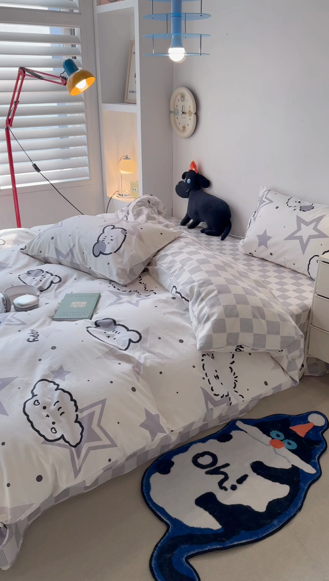 91家纺网 家纺一手货源 找家纺 昔可家纺 2024新款全棉萌趣卡通印花系列四件套 星星斑点狗