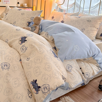 名兮家居 2024新款卡通风系列全棉四件套 龙宝宝-蓝