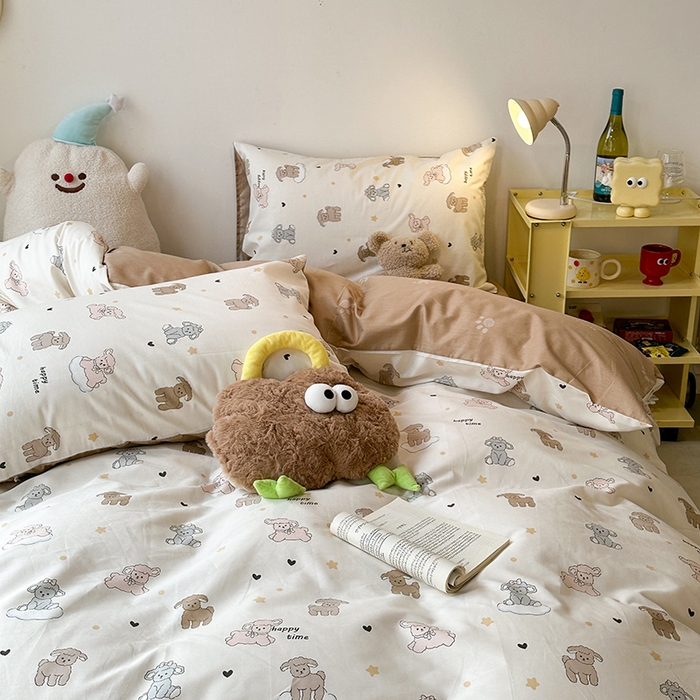 91家纺网 家纺一手货源 找家纺 昔可家纺 2024新款全棉萌趣卡通印花系列四件套 星星小羔羊