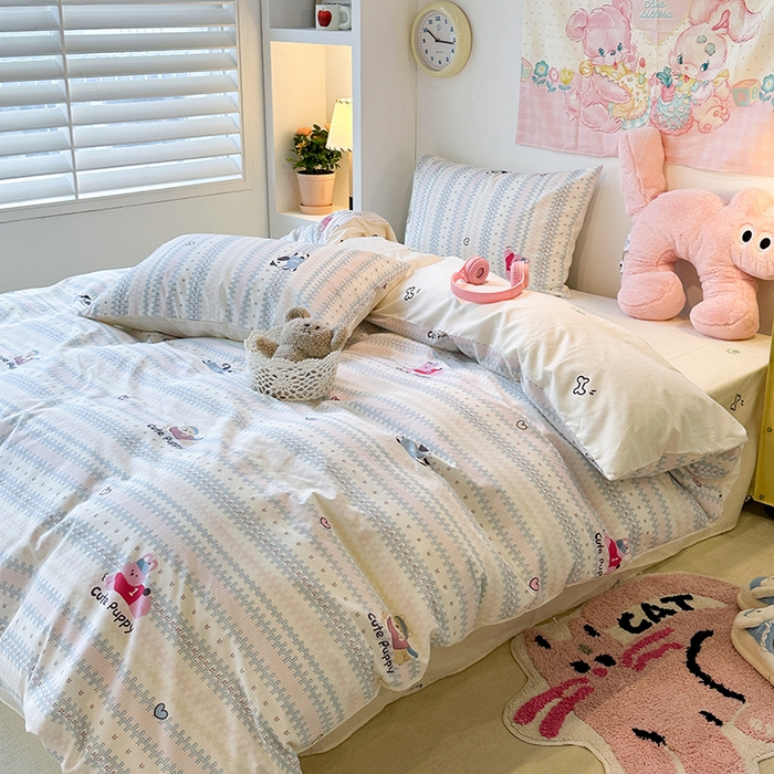 91家纺网 家纺一手货源 找家纺 昔可家纺 2024新款全棉萌趣卡通印花系列四件套 可爱滴小萌物