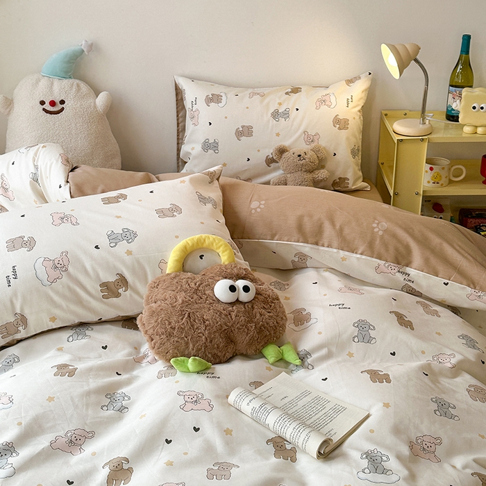 91家纺网 家纺一手货源 找家纺 昔可家纺 2024新款全棉萌趣卡通印花系列四件套 星星小羔羊