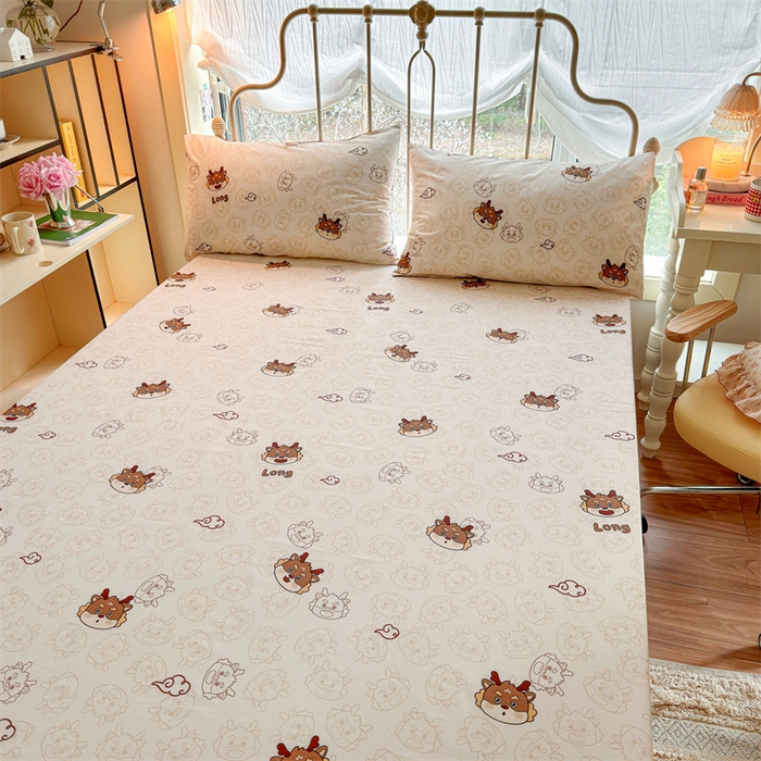 91家纺网 家纺一手货源 找家纺 名兮家居 2024新款卡通风系列全棉四件套 龙宝宝-奶咖