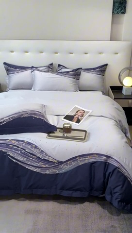 91家纺网 家纺一手货源 找家纺 魅都 100s长绒棉刺绣轻奢四件套-星空 星空-灰