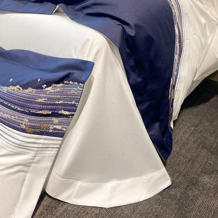 91家纺网 家纺一手货源 找家纺 魅都100s长绒棉刺绣轻奢四件套-星空 星空-白