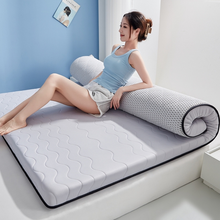 91家纺网 家纺一手货源 找家纺 祁恋婷家居 2024新款牛奶丝大豆乳胶床垫【床垫遮盖物】 太空灰