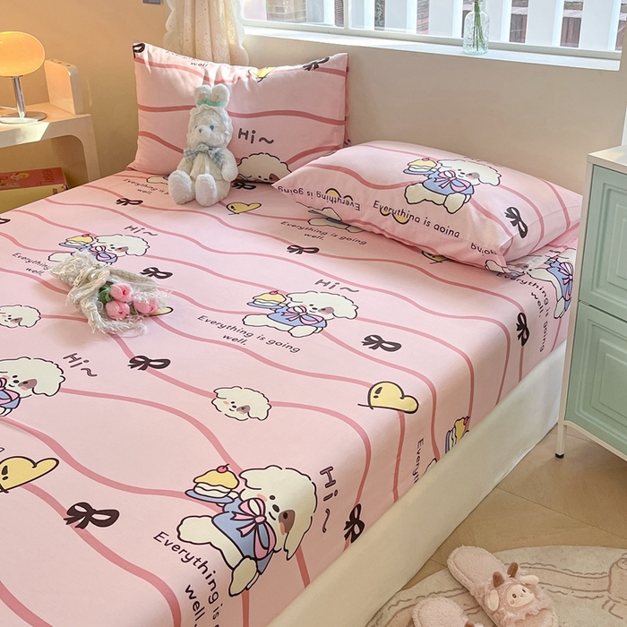 91家纺网 家纺一手货源 找家纺 寻米 2024新款纯棉正宗13070单床笠 蛋糕小狗