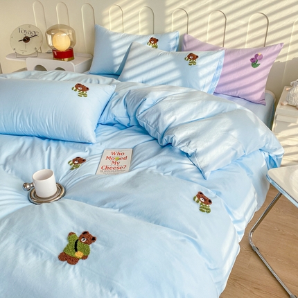 91家纺网 家纺一手货源 找家纺 （总）优迈 2024新款超柔磨毛水洗棉毛巾绣四件套系列（专版）