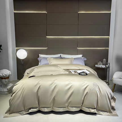 91家纺网 家纺一手货源 找家纺 淼铭家纺 2025新款长绒棉绣花四件套-奈罗系列 奈罗-香槟