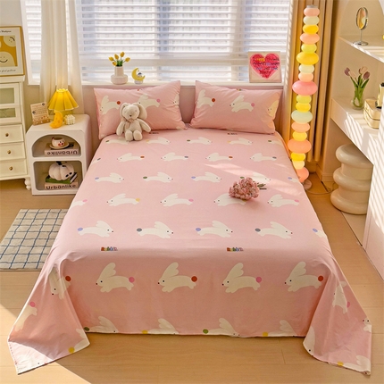 名兮家居 2024新款小清新全棉单品床单 跳跳兔
