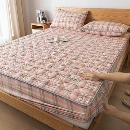 91家纺网 家纺一手货源 找家纺 （总）芬晴家纺 2024新款纯棉色织夹棉床笠