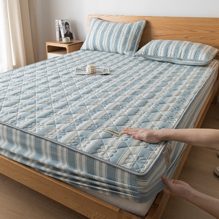 91家纺网 家纺一手货源 找家纺 （总）芬晴家纺 2024新款纯棉色织夹棉床笠