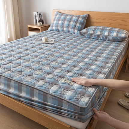 91家纺网 家纺一手货源 找家纺 芬晴家纺 2024新款纯棉色织夹棉床笠 洛可可兰