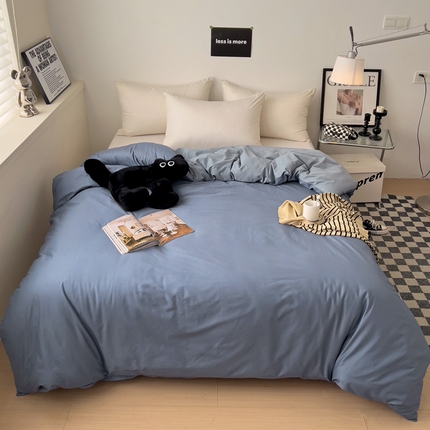 91家纺网 家纺一手货源 找家纺 （总）恩泽家纺 2024新款全棉13372纯色双拼系列单被套