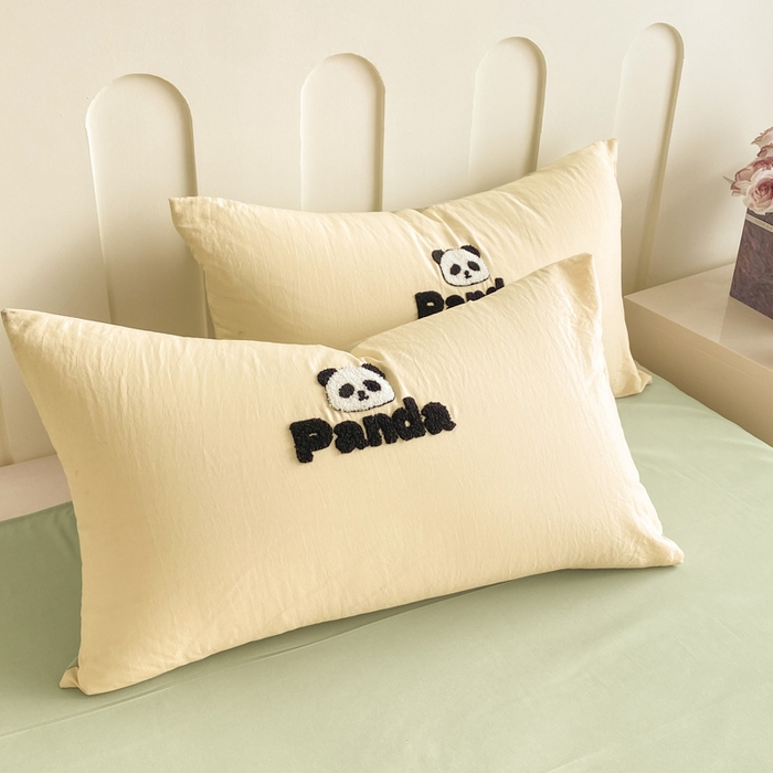 91家纺网 家纺一手货源 找家纺 优迈 2024新款超柔磨毛水洗棉毛巾绣四件套系列（专版） 熊猫