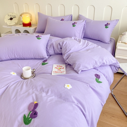 91家纺网 家纺一手货源 找家纺 （总）优迈 2024新款超柔磨毛水洗棉毛巾绣四件套系列（专版）