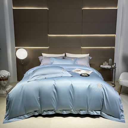91家纺网 家纺一手货源 找家纺 淼铭家纺 2025新款长绒棉绣花四件套-奈罗系列 奈罗-苍蓝