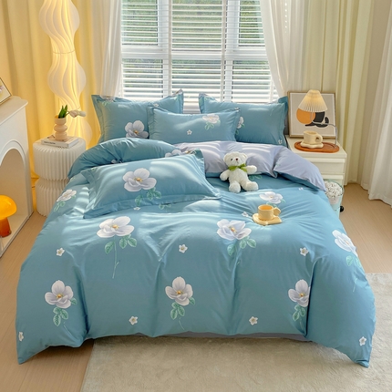 91家纺网 家纺一手货源 找家纺 星期三家纺 2024年一月新款铂金全棉13372四件套（加老板微信有会员价） 花逅-兰