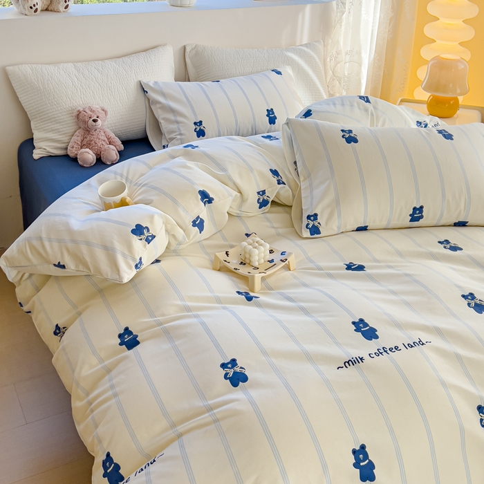 91家纺网 家纺一手货源 找家纺 感遇家纺 2024春夏新品全棉卡通印花四件套-第一批 简约小熊