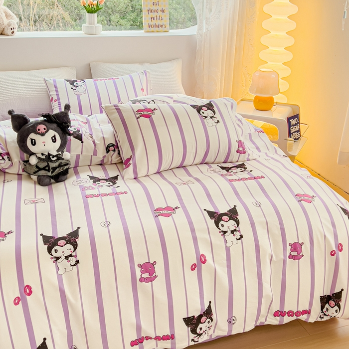 91家纺网 家纺一手货源 找家纺 感遇家纺 2024春夏新品全棉卡通印花四件套-第一批 魅紫库洛米