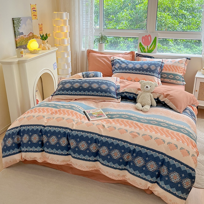 91家纺网 家纺一手货源 找家纺 宜家坊 2024新款ins小清新磨毛印花四件套 国际米兰