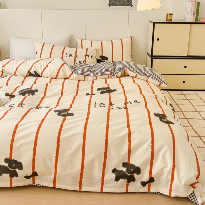 91家纺网 家纺一手货源 找家纺 感遇家纺 2024春夏新品全棉卡通印花四件套-第二批 小泰迪