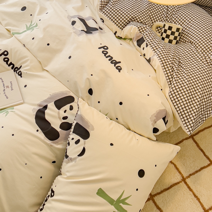 91家纺网 家纺一手货源 找家纺 感遇家纺 2024春夏新品全棉卡通印花四件套-第二批 熊猫墩墩