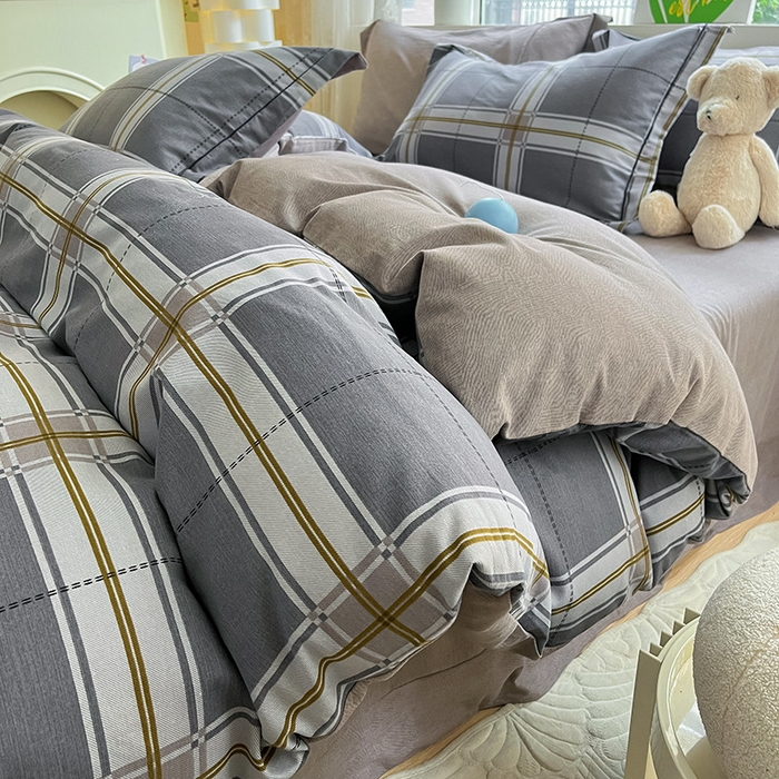 91家纺网 家纺一手货源 找家纺 宜家坊 2024新款ins小清新磨毛印花四件套 知间-灰( 有小三件套 ) 