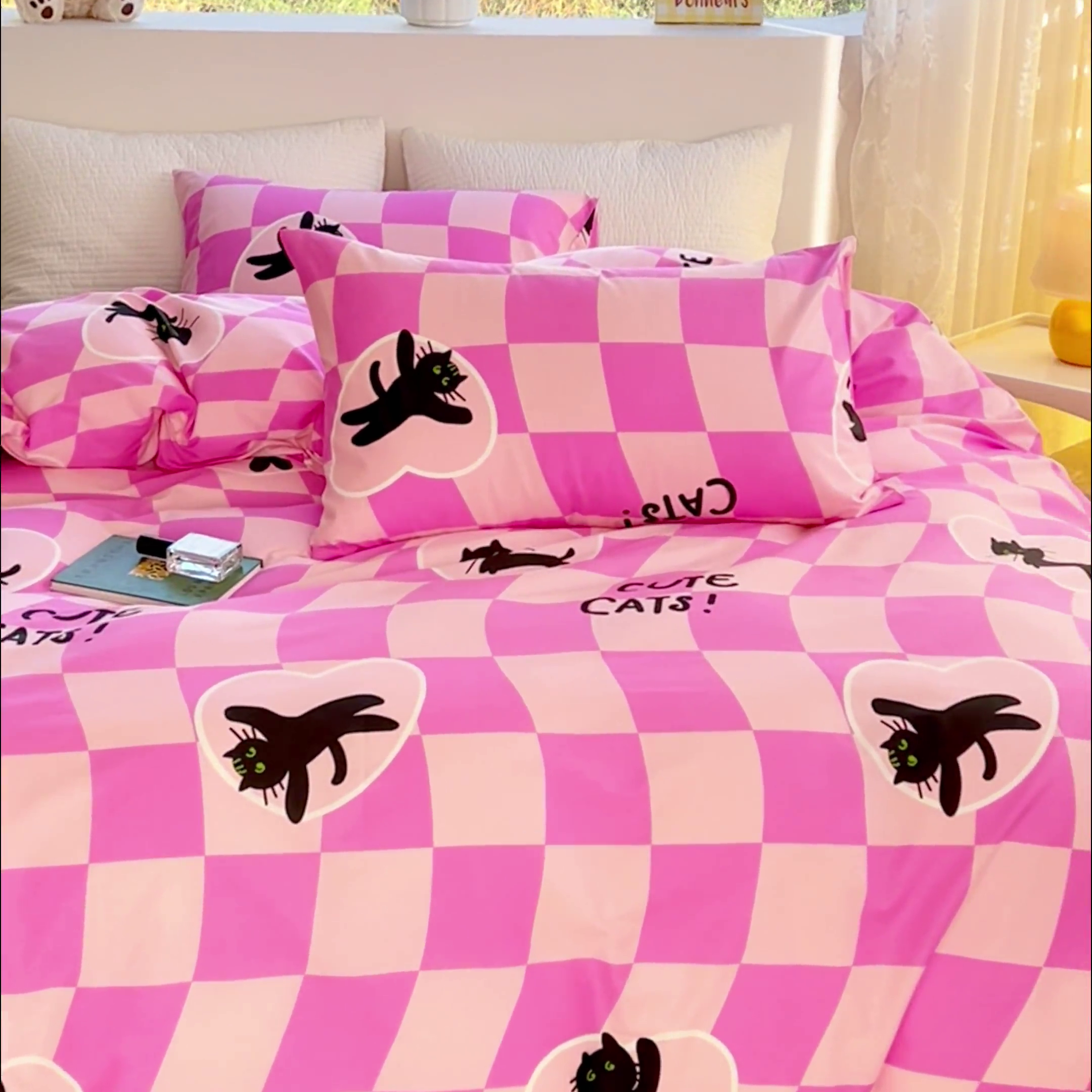 91家纺网 家纺一手货源 找家纺 感遇家纺 2024春夏新品全棉卡通印花四件套-第一批 喵星人