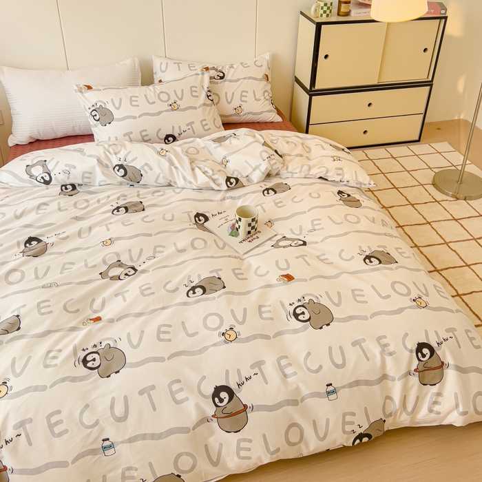 91家纺网 家纺一手货源 找家纺 感遇家纺 2024春夏新品全棉卡通印花四件套-第二批 小企鹅