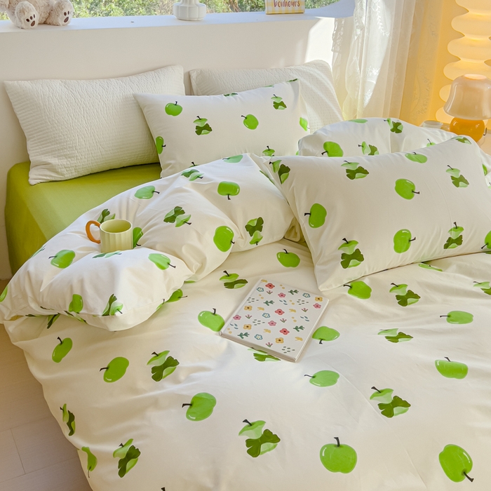 91家纺网 家纺一手货源 找家纺 感遇家纺 2024春夏新品全棉卡通印花四件套-第一批 青苹果