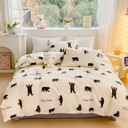 感遇家纺 2024春夏新品全棉卡通印花四件套-第一批 跳舞小熊