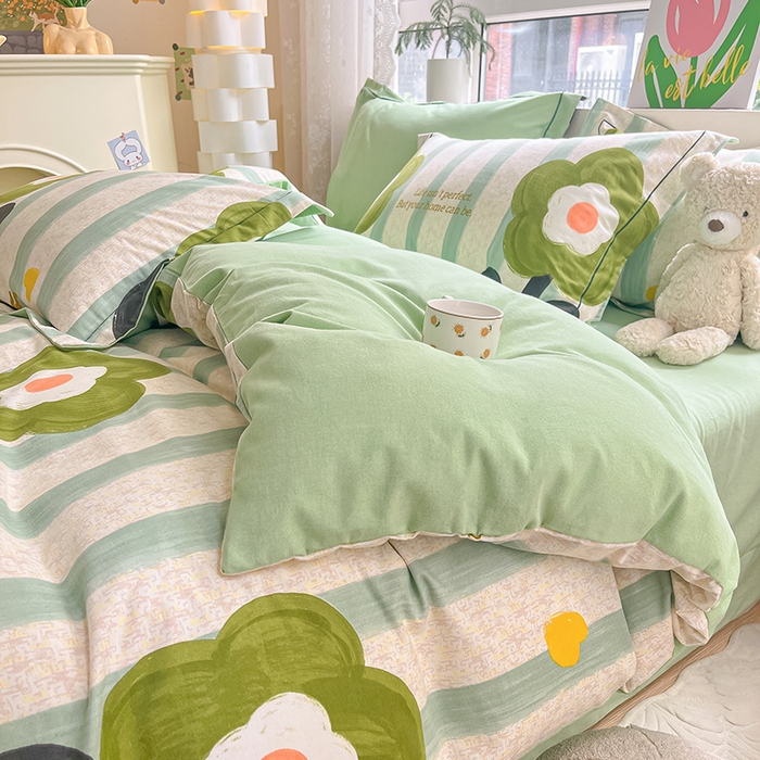 91家纺网 家纺一手货源 找家纺 宜家坊 2024新款ins小清新磨毛印花四件套 无忧