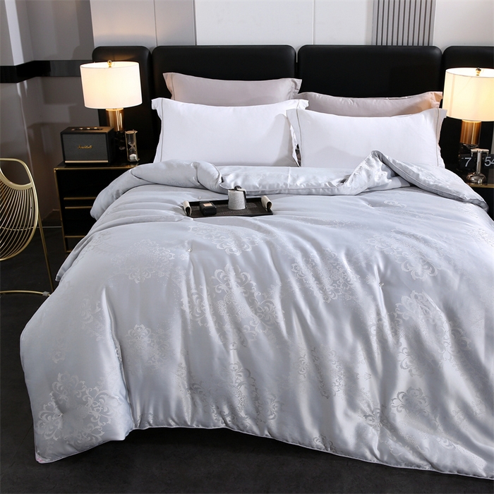 91家纺网 家纺一手货源 找家纺 恒鑫家纺 2025新款提花蚕丝被 高级灰